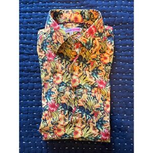 Coton Doux Pin-Up Girl Tropical Floral Button Down Shirt Long Sleeve 39/15.5
